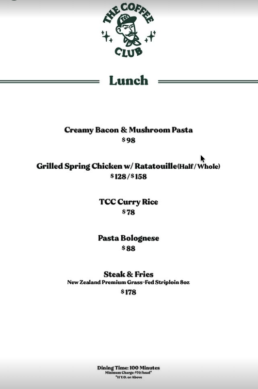 Lunch menu